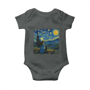 Cute Cat Starry Night Baby Onesie Kitty Lovers TS14 Dark Heather Print Your Wear