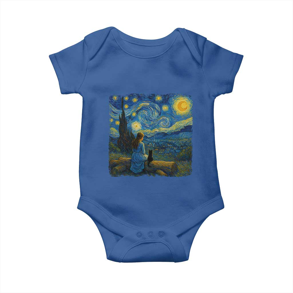 Cute Cat Starry Night Baby Onesie Kitty Lovers TS14 Royal Blue Print Your Wear