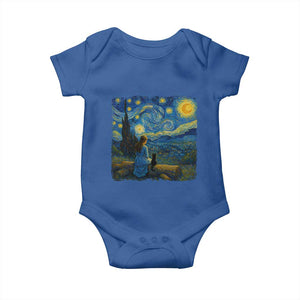 Cute Cat Starry Night Baby Onesie Kitty Lovers TS14 Royal Blue Print Your Wear