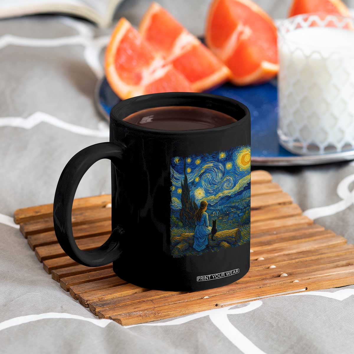 Cute Cat Starry Night Coffee Mug Kitty Lovers TS14 Print Your Wear