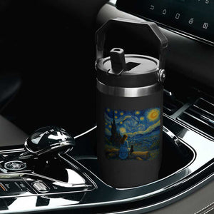 Cute Cat Starry Night Flip Straw Tumbler Kitty Lovers TS14 Print Your Wear