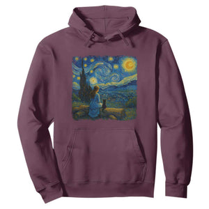 Cute Cat Starry Night Hoodie Kitty Lovers TS14 Maroon Print Your Wear