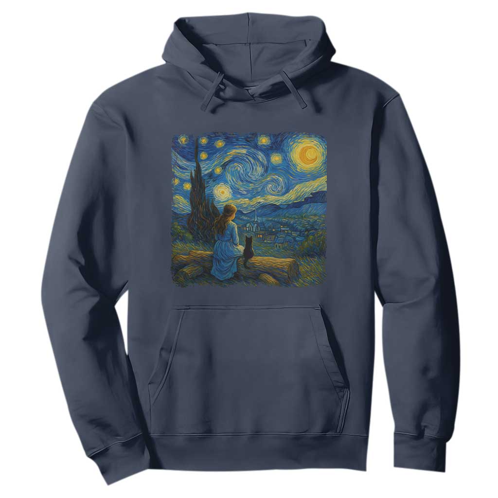 Cute Cat Starry Night Hoodie Kitty Lovers TS14 Navy Print Your Wear