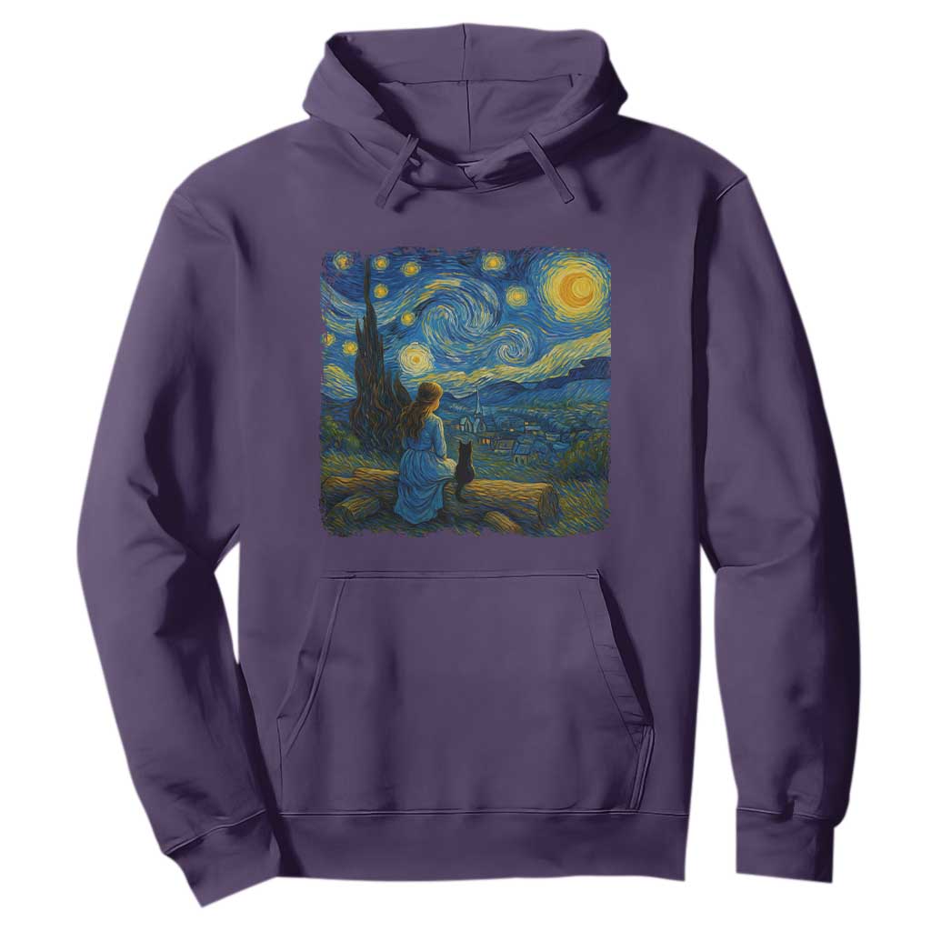 Cute Cat Starry Night Hoodie Kitty Lovers TS14 Purple Print Your Wear