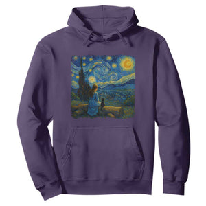 Cute Cat Starry Night Hoodie Kitty Lovers TS14 Purple Print Your Wear