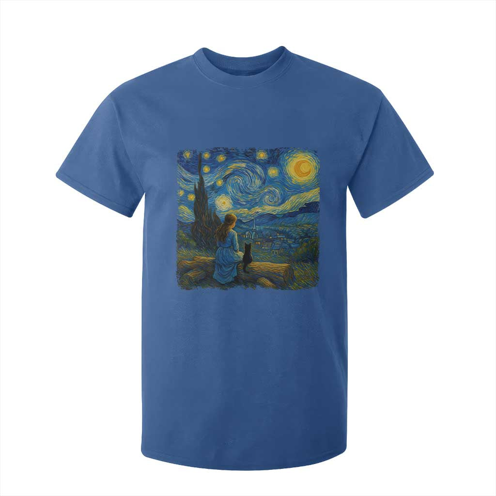 Cute Cat Starry Night T Shirt For Kid Kitty Lovers TS14 Royal Blue Print Your Wear