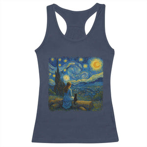 Cute Cat Starry Night Racerback Tank Top Kitty Lovers TS14 Navy Print Your Wear