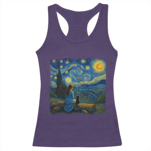 Cute Cat Starry Night Racerback Tank Top Kitty Lovers TS14 Purple Print Your Wear