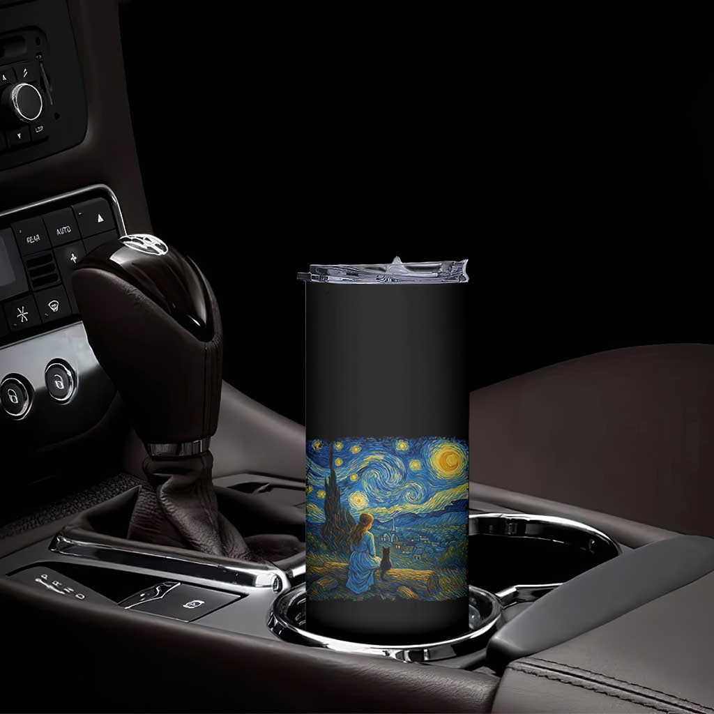 Cute Cat Starry Night Skinny Tumbler Kitty Lovers TS14 Print Your Wear