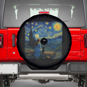 Cute Cat Starry Night Spare Tire Cover Kitty Lovers TS14 Black Print Your Wear