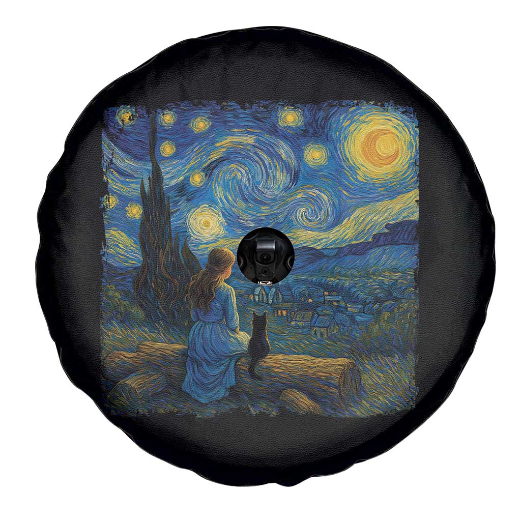 Cute Cat Starry Night Spare Tire Cover Kitty Lovers TS14 Print Your Wear