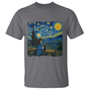 Cute Cat Starry Night T Shirt Kitty Lovers TS14 Charcoal Print Your Wear