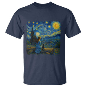 Cute Cat Starry Night T Shirt Kitty Lovers TS14 Navy Print Your Wear