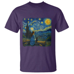 Cute Cat Starry Night T Shirt Kitty Lovers TS14 Purple Print Your Wear
