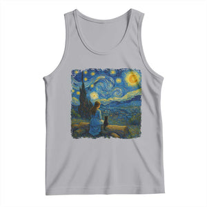 Cute Cat Starry Night Tank Top Kitty Lovers TS14 Athletic Heather Print Your Wear