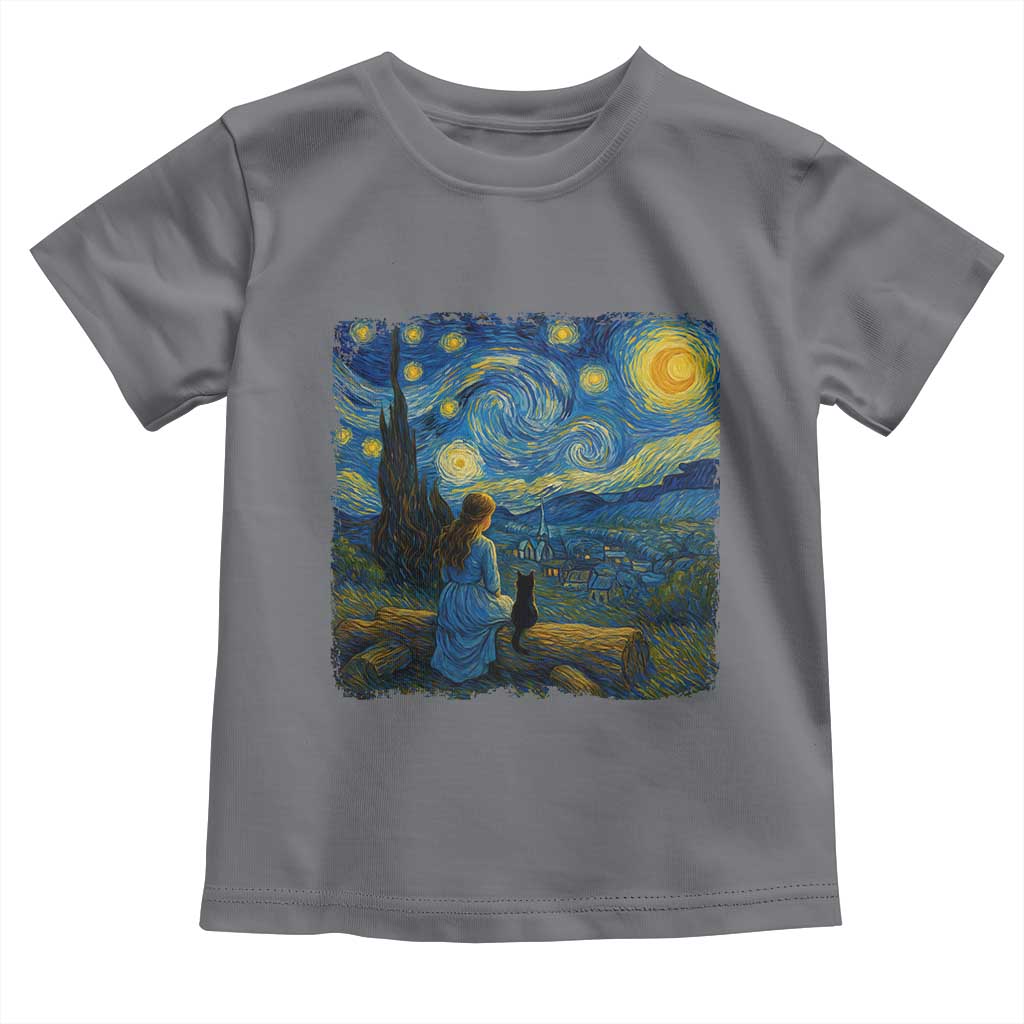 Cute Cat Starry Night Toddler T Shirt Kitty Lovers TS14 Charcoal Print Your Wear