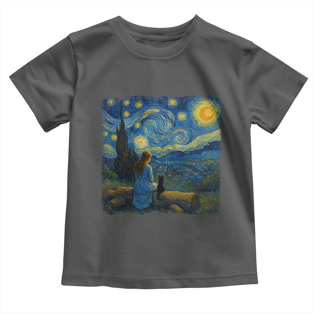 Cute Cat Starry Night Toddler T Shirt Kitty Lovers TS14 Dark Heather Print Your Wear