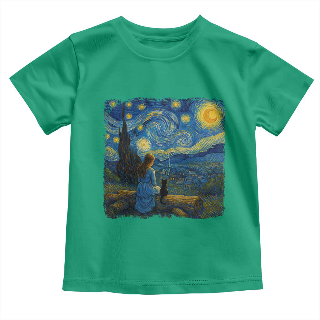 Cute Cat Starry Night Toddler T Shirt Kitty Lovers TS14 Irish Green Print Your Wear