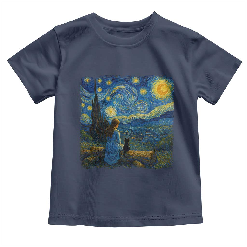 Cute Cat Starry Night Toddler T Shirt Kitty Lovers TS14 Navy Print Your Wear