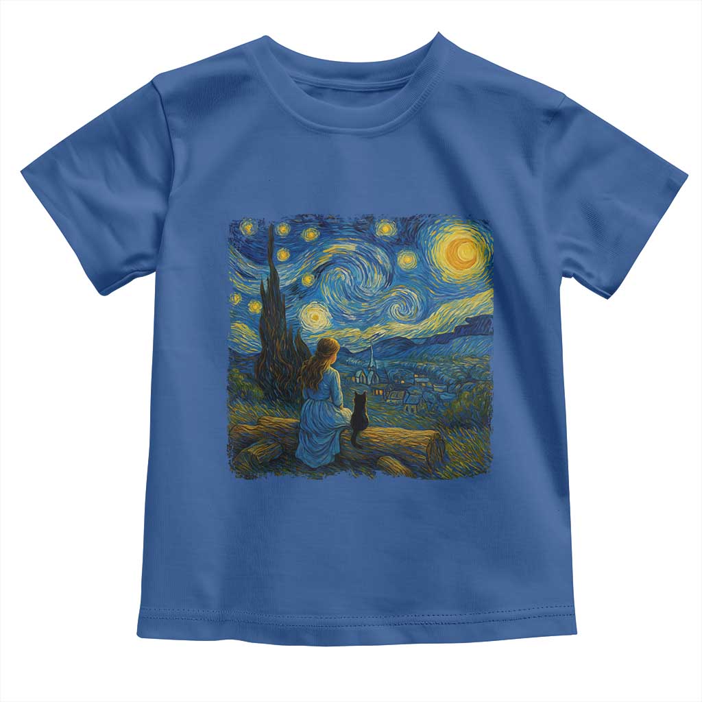 Cute Cat Starry Night Toddler T Shirt Kitty Lovers TS14 Royal Blue Print Your Wear