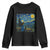 Cute Cat Starry Night Youth Sweatshirt Kitty Lovers TS14 Black Print Your Wear