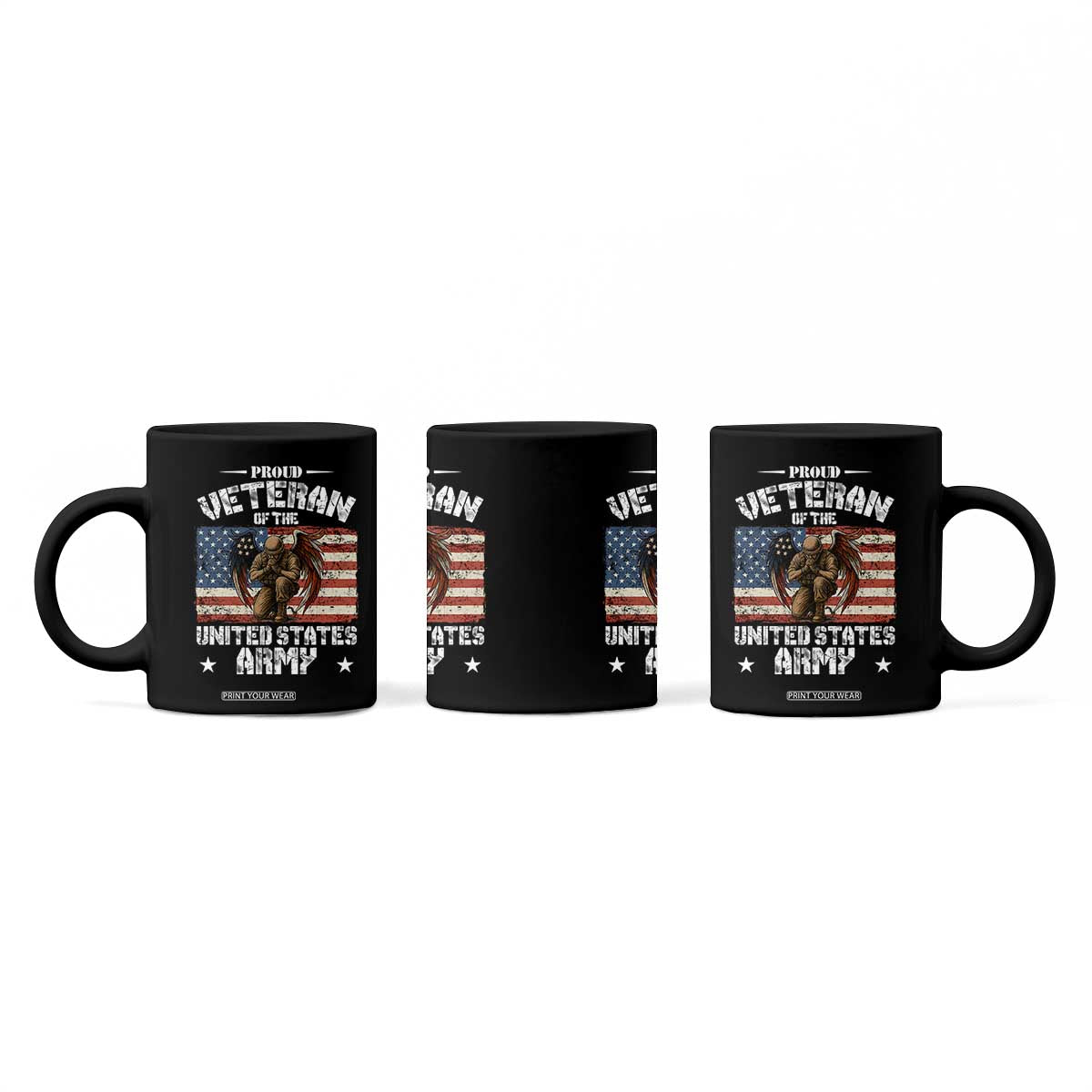 US Army Veteran Tribute Coffee Mug American Flag Angel Soldier Memorial TS14 Print Your Wear