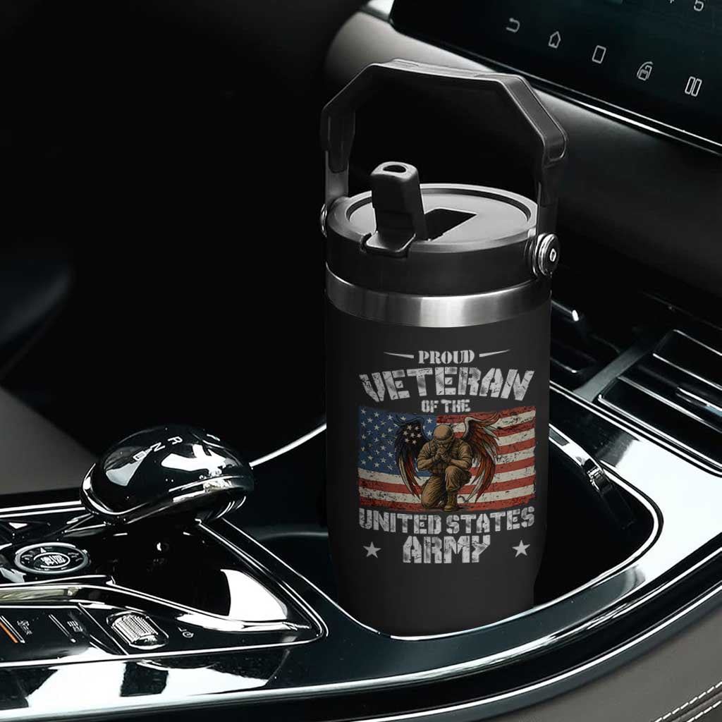 US Army Veteran Tribute Flip Straw Tumbler American Flag Angel Soldier Memorial TS14 Print Your Wear