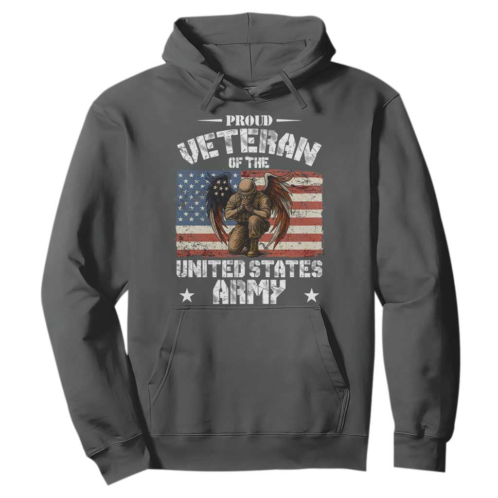 US Army Veteran Tribute Hoodie American Flag Angel Soldier Memorial TS14 Dark Heather Print Your Wear