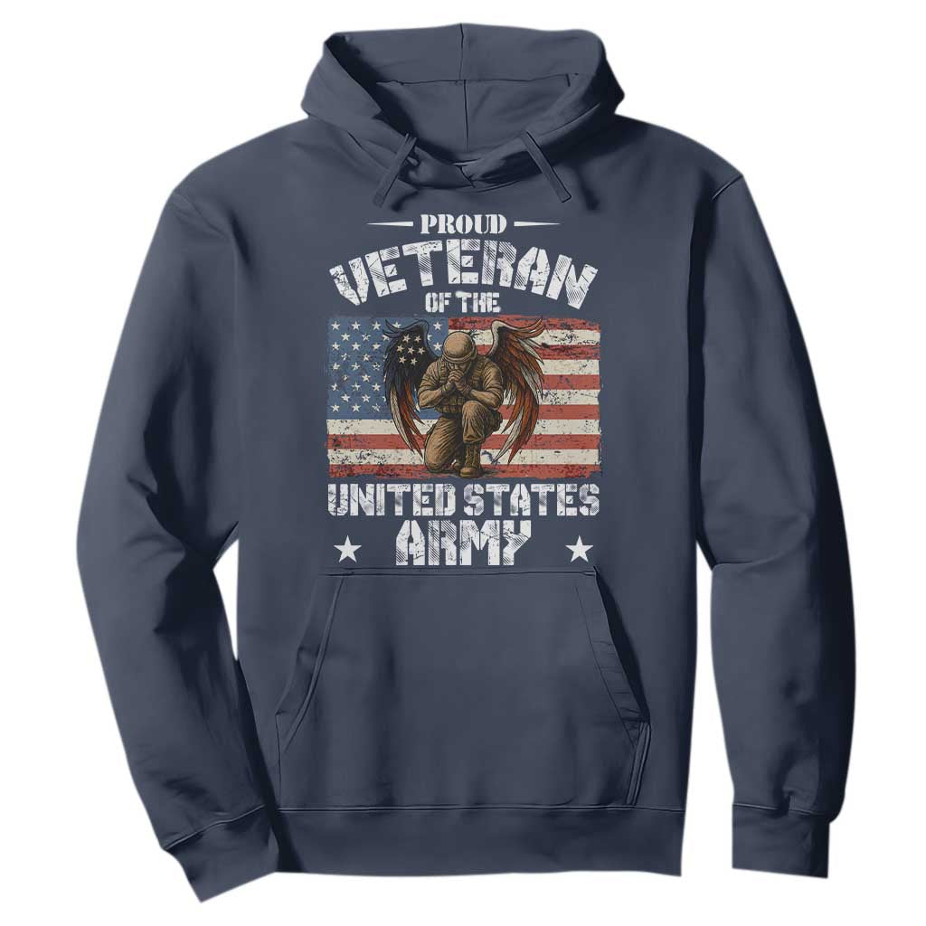 US Army Veteran Tribute Hoodie American Flag Angel Soldier Memorial TS14 Navy Print Your Wear