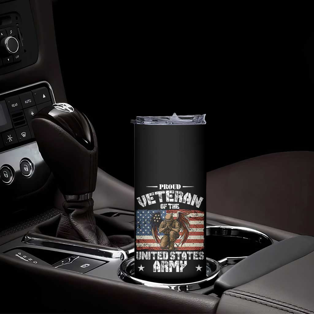US Army Veteran Tribute Skinny Tumbler American Flag Angel Soldier Memorial TS14 Print Your Wear