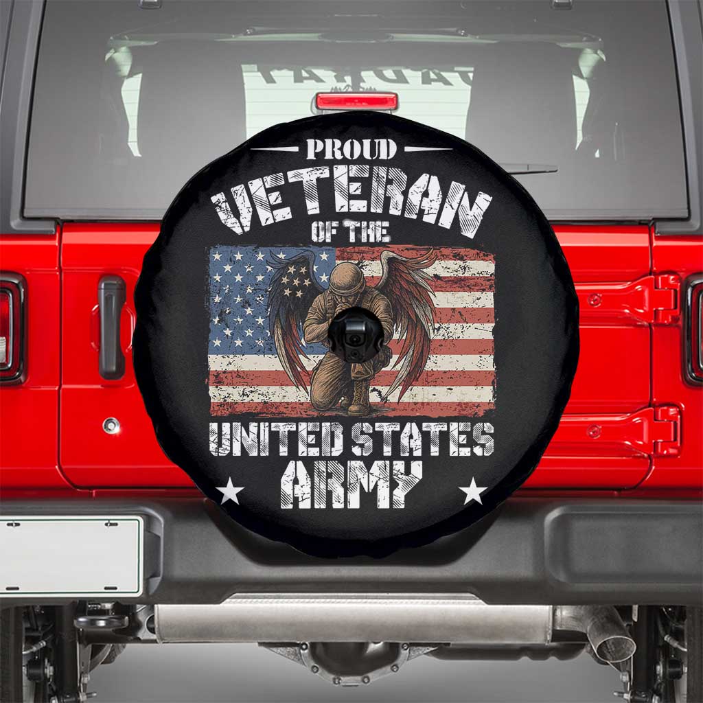 US Army Veteran Tribute Spare Tire Cover American Flag Angel Soldier Memorial TS14 Black Print Your Wear