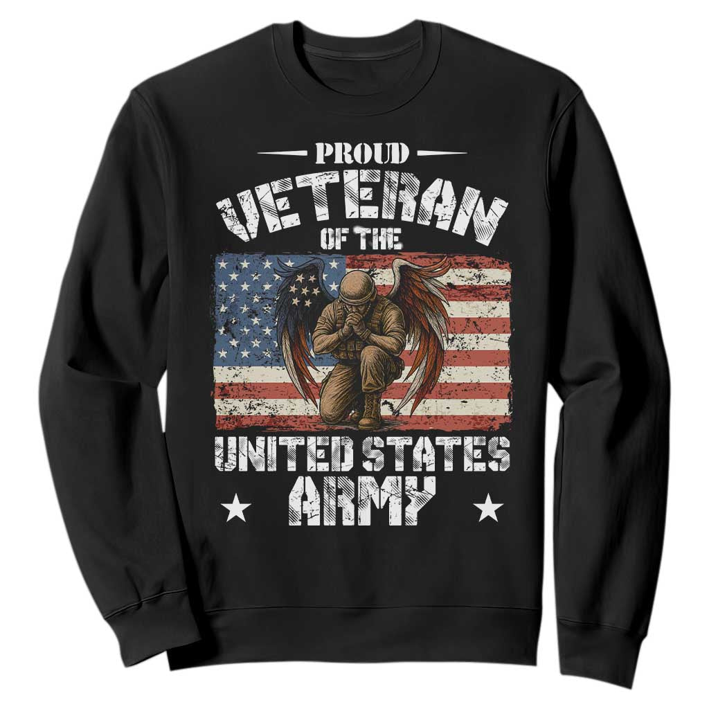 US Army Veteran Tribute Sweatshirt American Flag Angel Soldier Memorial TS14 Black Print Your Wear