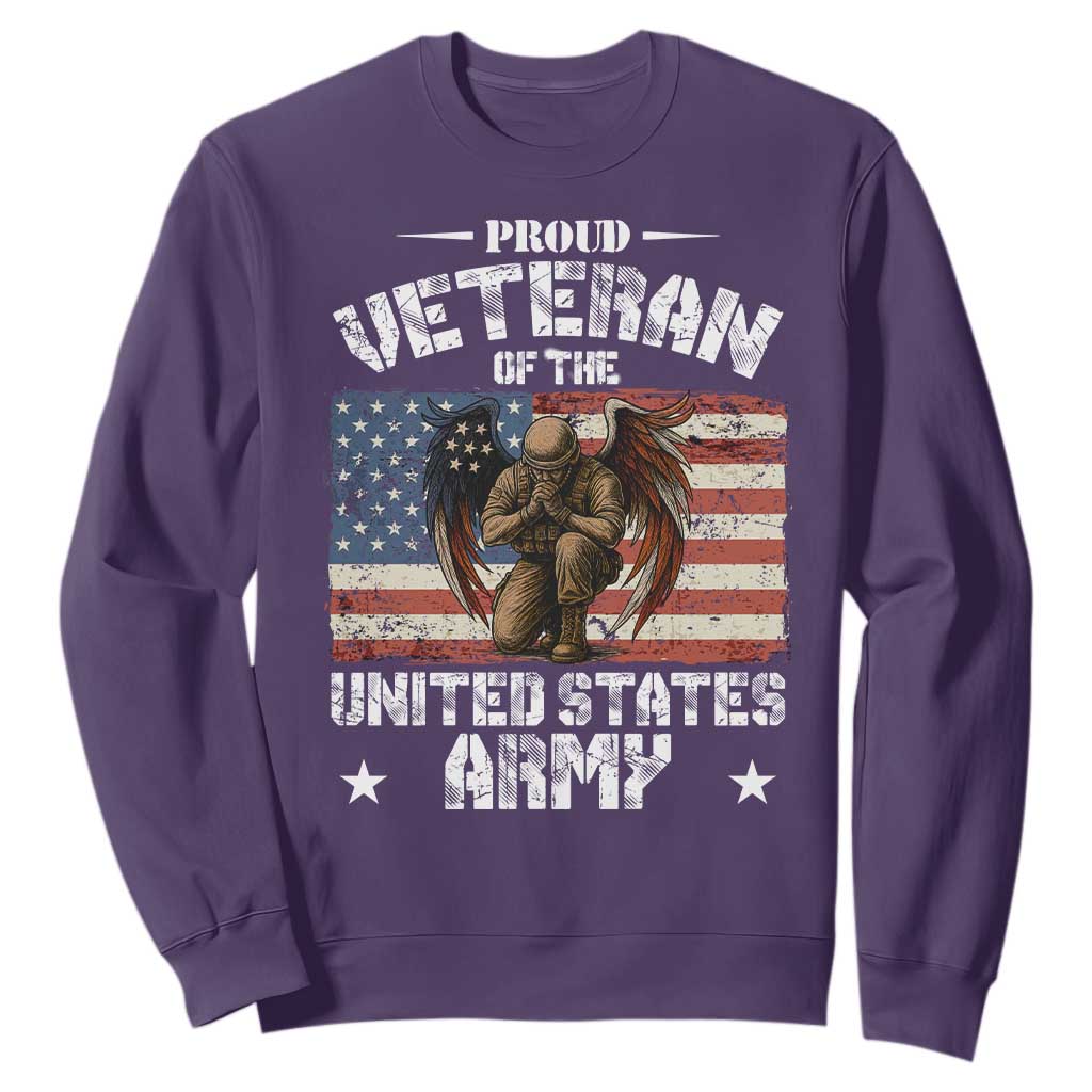US Army Veteran Tribute Sweatshirt American Flag Angel Soldier Memorial TS14 Purple Print Your Wear