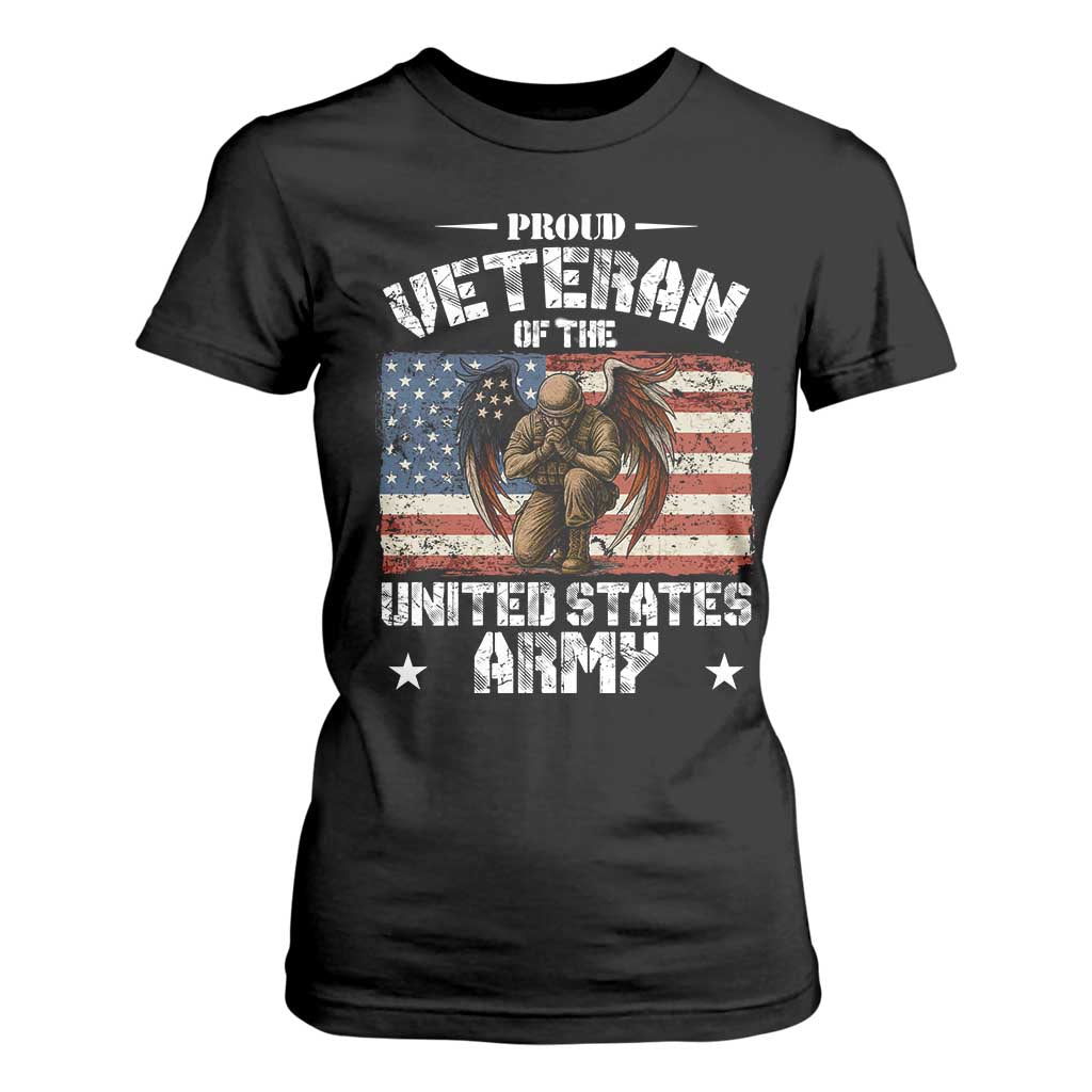 US Army Veteran Tribute T Shirt For Women American Flag Angel Soldier Memorial TS14 Black Print Your Wear