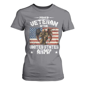 US Army Veteran Tribute T Shirt For Women American Flag Angel Soldier Memorial TS14 Charcoal Print Your Wear