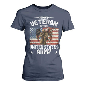 US Army Veteran Tribute T Shirt For Women American Flag Angel Soldier Memorial TS14 Navy Print Your Wear