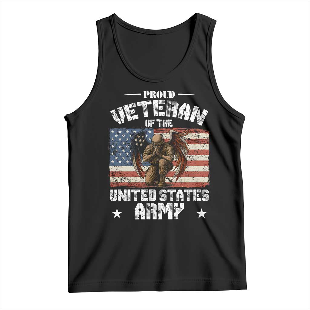 US Army Veteran Tribute Tank Top American Flag Angel Soldier Memorial TS14 Black Print Your Wear