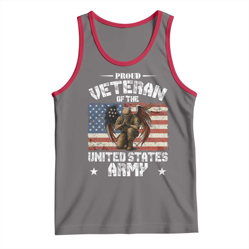 US Army Veteran Tribute Tank Top American Flag Angel Soldier Memorial TS14 Deep Heather Red Print Your Wear