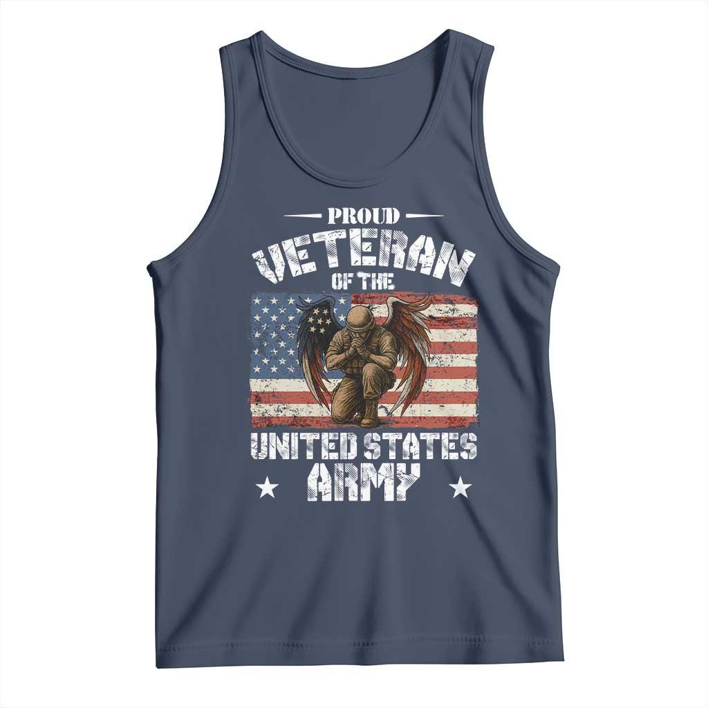US Army Veteran Tribute Tank Top American Flag Angel Soldier Memorial TS14 Navy Print Your Wear