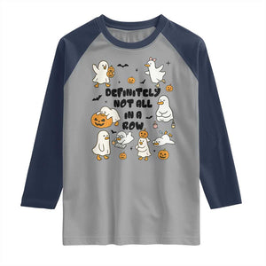 Funny Duck Ghost Halloween Raglan Shirt Most Definitely Not All In A Row TS14 Sport Gray Navy Print Your Wear