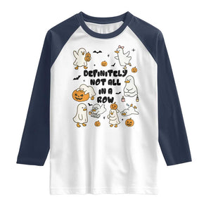 Funny Duck Ghost Halloween Raglan Shirt Most Definitely Not All In A Row TS14 White Navy Print Your Wear