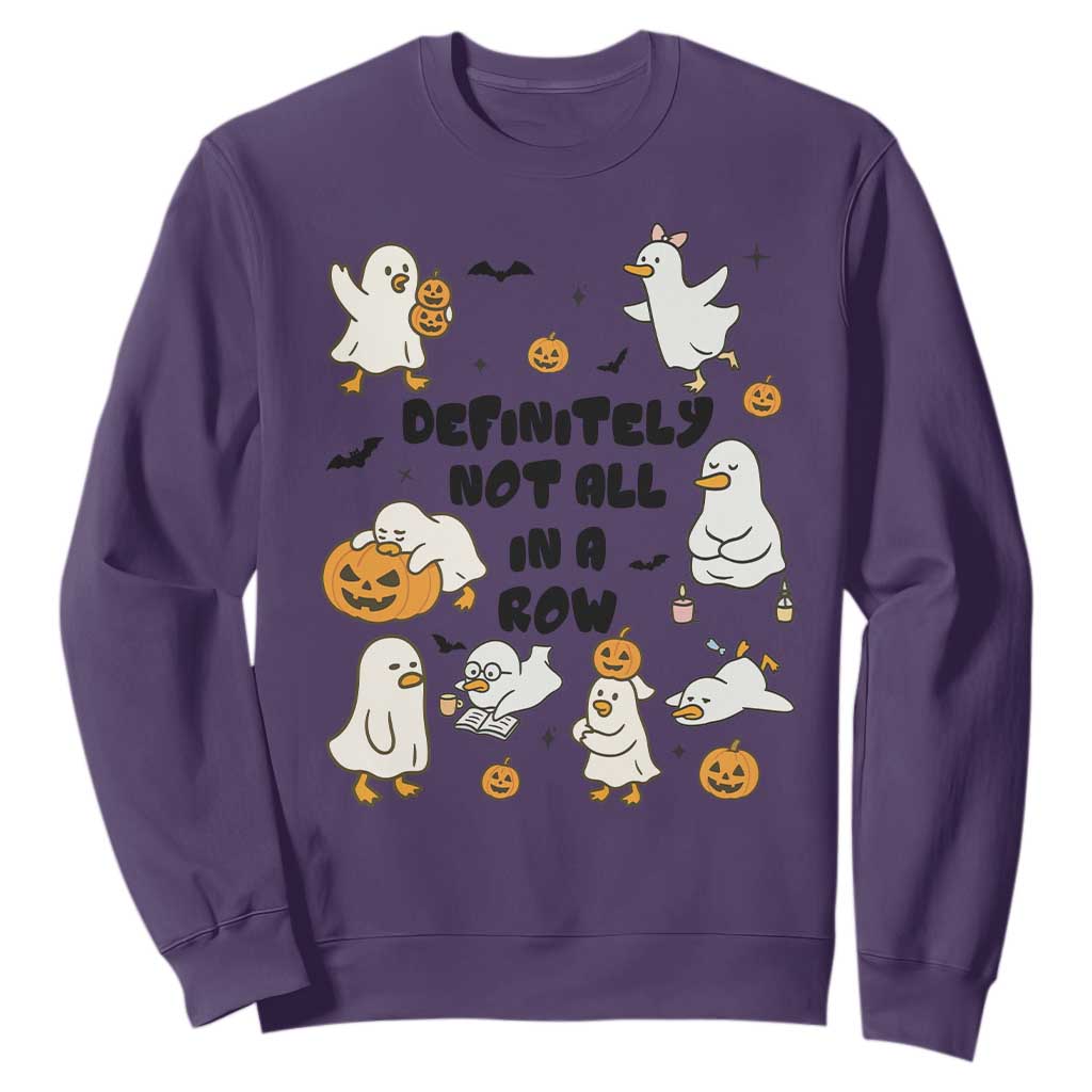 Funny Duck Ghost Halloween Sweatshirt Most Definitely Not All In A Row TS14 Purple Print Your Wear