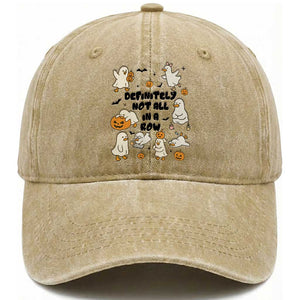 Funny Duck Ghost Halloween Washed Cotton Baseball Cap Most Definitely Not All In A Row TS14 Washed Cap Universal Fit Khaki Print Your Wear