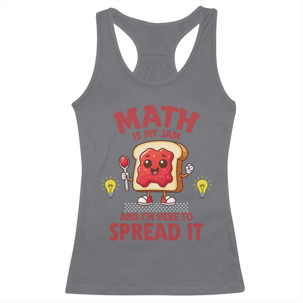 Funny School Math Teacher Racerback Tank Top Math Is My Jam And I Am Here To Spread It TS14 Charcoal Print Your Wear