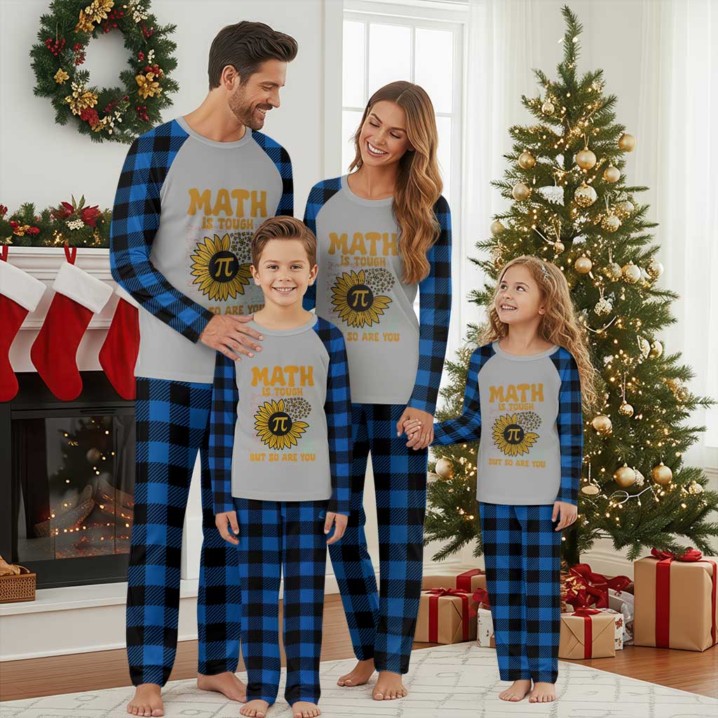 Funny Math Teacher Back To School Plaid Pajama Set Math Is Tough But So Are You TS14 Blue Plaid Print Your Wear