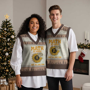 Funny Math Teacher Back To School V-Neck Knit Sweater Vest Math Is Tough But So Are You TS14 Mocha Mousse Print Your Wear