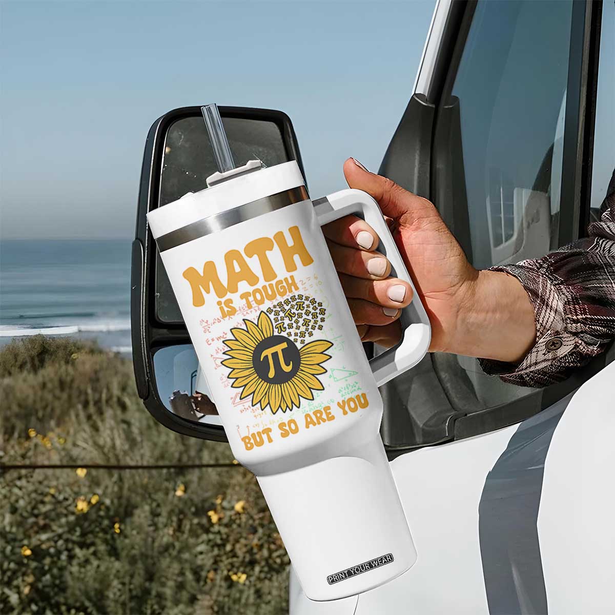 Funny Math Teacher Back To School Tumbler With Handle Math Is Tough But So Are You TS14 Print Your Wear