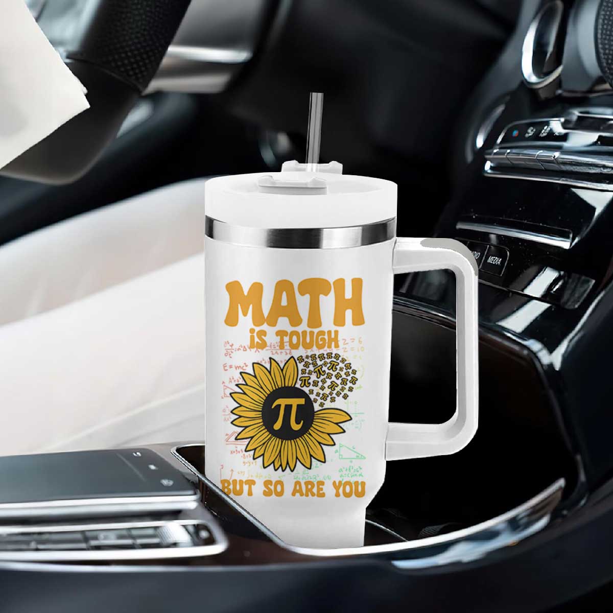 Funny Math Teacher Back To School Tumbler With Handle Math Is Tough But So Are You TS14 Print Your Wear