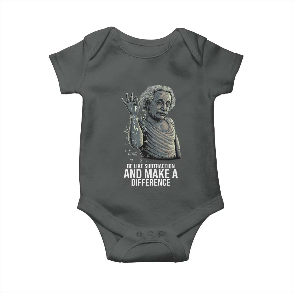 Funny Math Teacher Baby Onesie Be Like Subtraction And Make A Difference TS14 Dark Heather Print Your Wear