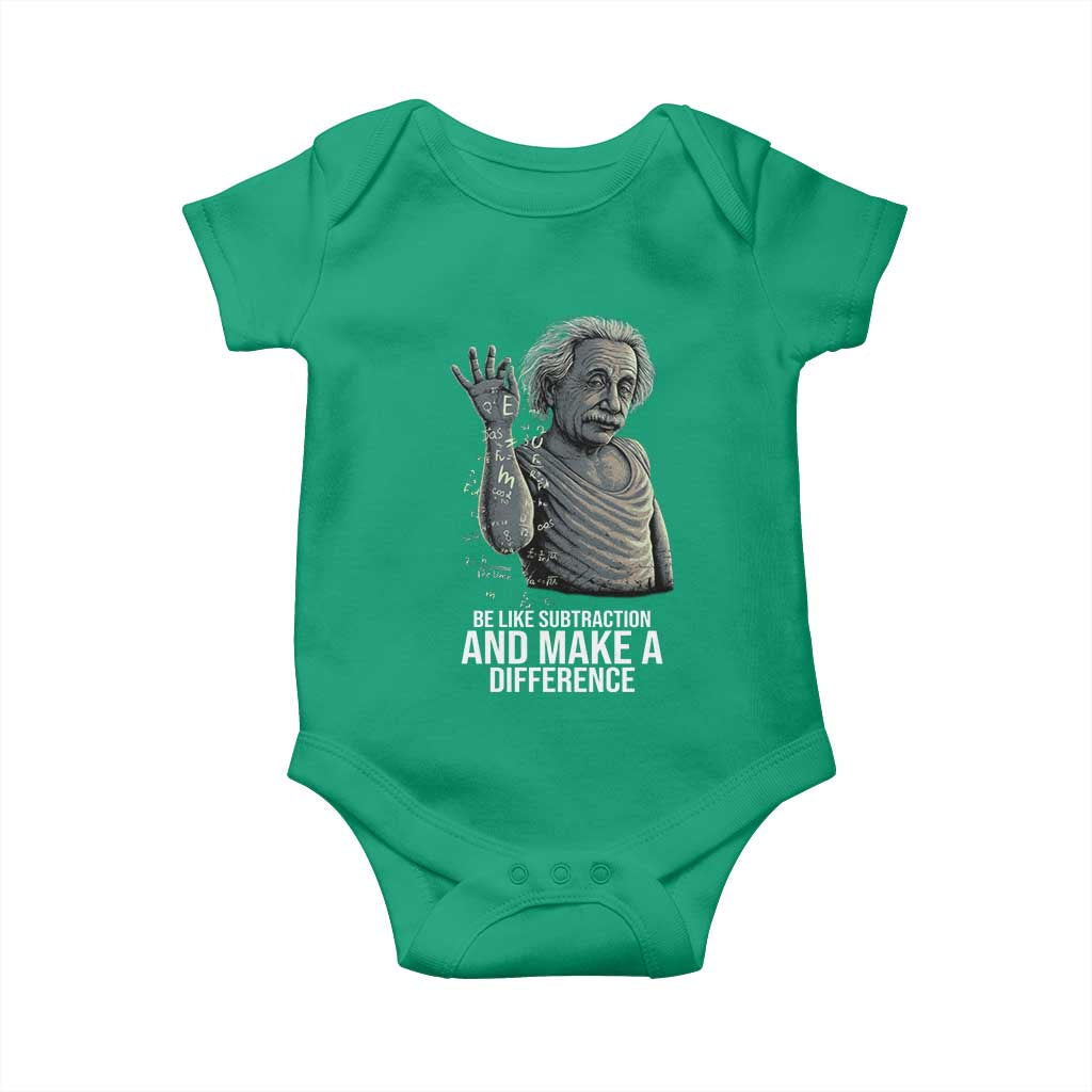 Funny Math Teacher Baby Onesie Be Like Subtraction And Make A Difference TS14 Irish Green Print Your Wear